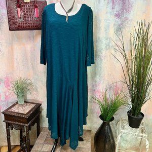 📌Catherines Knitted  3/4 Sleeves Dress with Asymmetrical Front Part